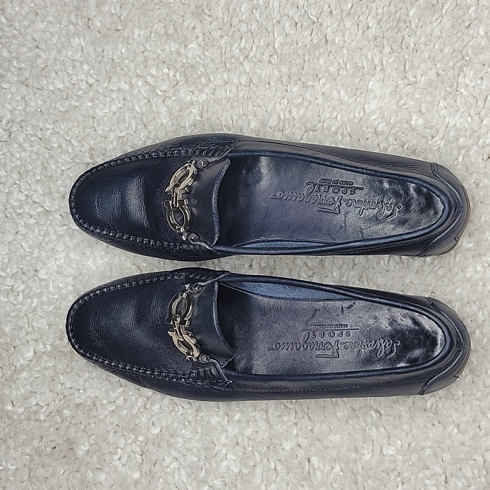 Salvatore ferragamo Ganachi navy leather driving loafers/shoes size 7 - Picture 6 of 16